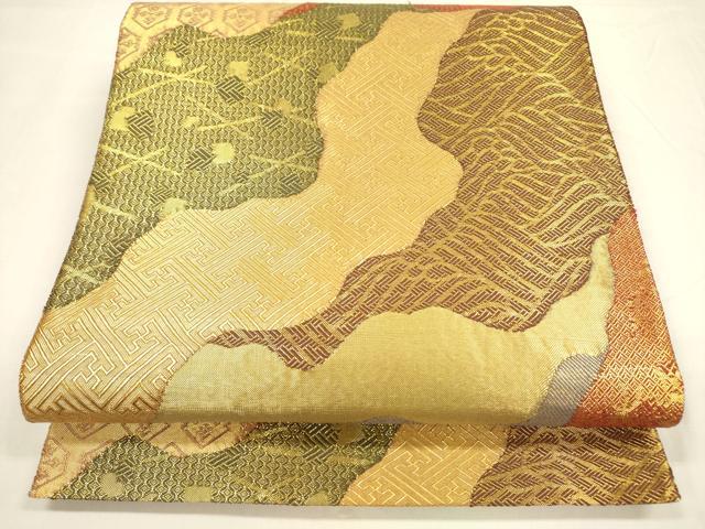 平和屋着物◎佐賀錦　六通柄袋帯　道長吉祥文　金糸　正絹　逸品　DABA6176op