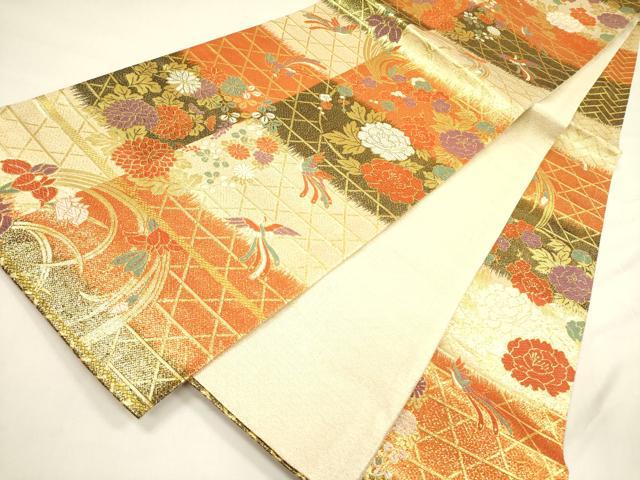 平和屋着物◎佐賀錦　六通柄袋帯　唐織　鳳凰花文　金糸　正絹　逸品　DABA6187op
