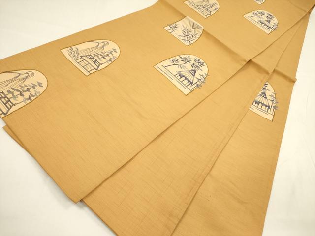 平和屋着物◎六通柄袋帯　風景文　正絹　逸品　DABA6203op