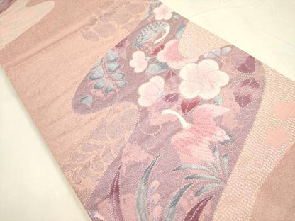 平和屋着物◎六通柄袋帯　唐織　花鳥文　金銀糸　正絹　逸品　DABA6206op