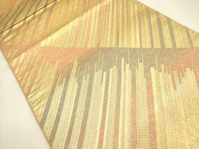 平和屋着物◎六通柄袋帯　抽象文様　金糸　正絹　逸品　DABA6212op