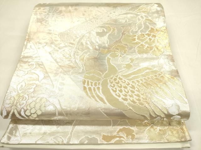 平和屋着物◎六通柄袋帯　花鳥文　金銀糸　引箔　正絹　逸品　DABA6235op