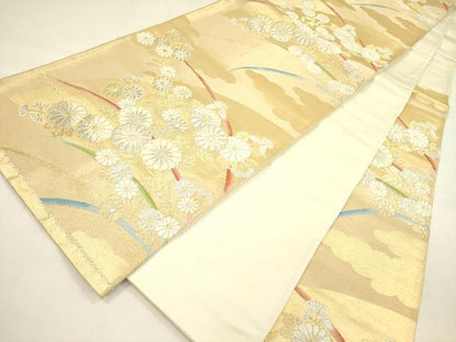 平和屋着物◎六通柄袋帯　唐織　菊芝文　金銀糸　正絹　逸品　DABA6236op