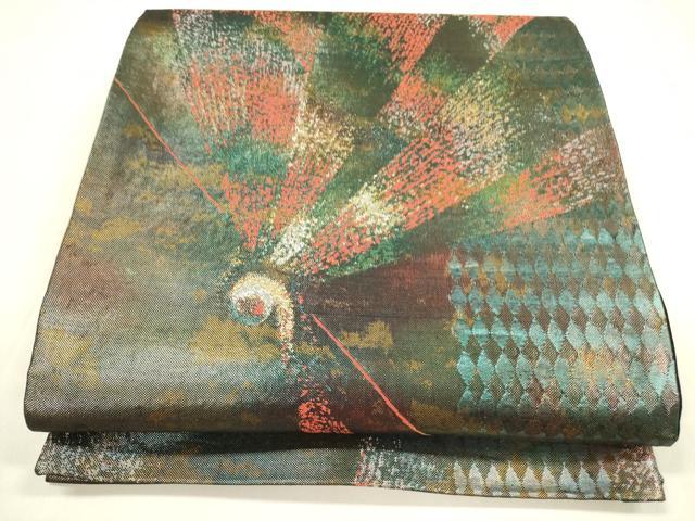 平和屋着物◎六通柄袋帯　幾何学文様　金糸　正絹　逸品　AABI0869yx 平和屋着物◎六通柄袋帯 幾何学文様 金糸 正絹 逸品 AABI0869yxの通販