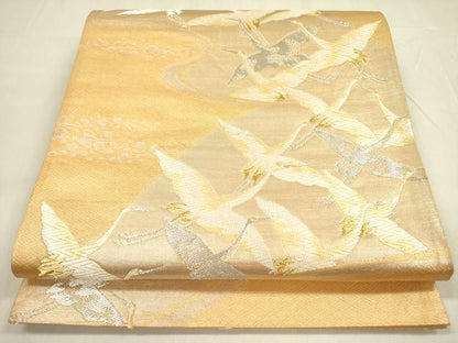 平和屋着物◎六通柄袋帯 唐織 飛鶴文 金銀糸 正絹 逸品 DABA6252op