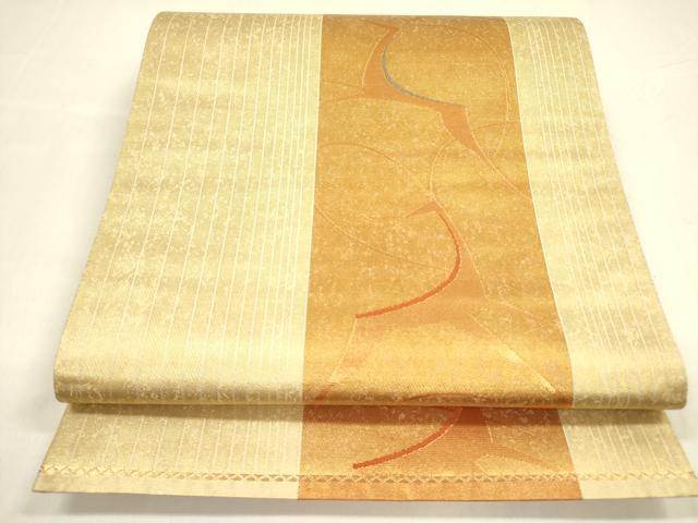 平和屋着物◎六通柄袋帯　鹿　シカ　金糸　正絹　逸品　未使用　DABA6253op