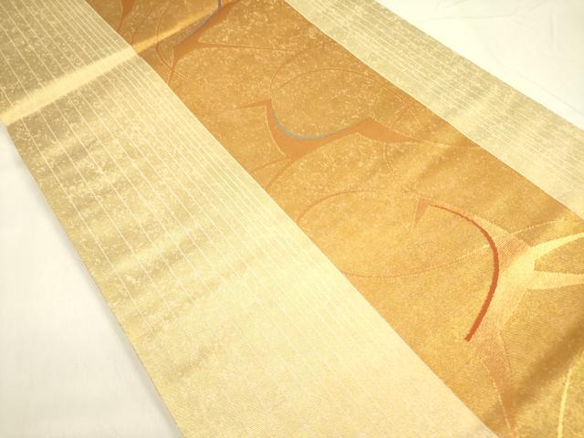 平和屋着物◎六通柄袋帯　鹿　シカ　金糸　正絹　逸品　未使用　DABA6253op
