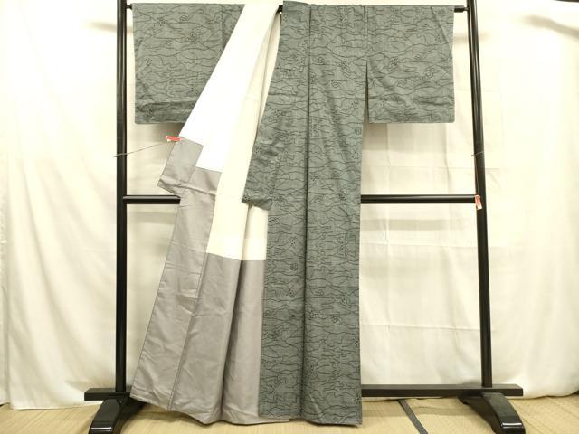 平和屋着物○本場大島紬 泥染め 一元7マルキ 花蔦の葉文