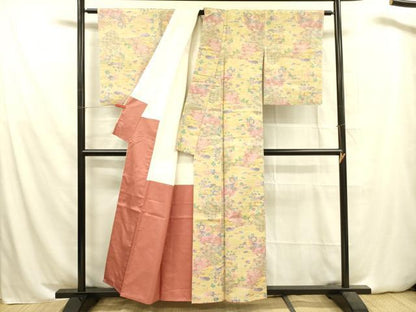 平和屋着物■上質な紬 草花 正絹 逸品 DABA6367op