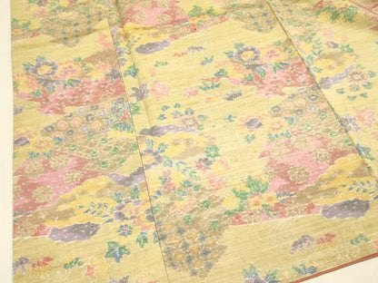 平和屋着物■上質な紬 草花 正絹 逸品 DABA6367op