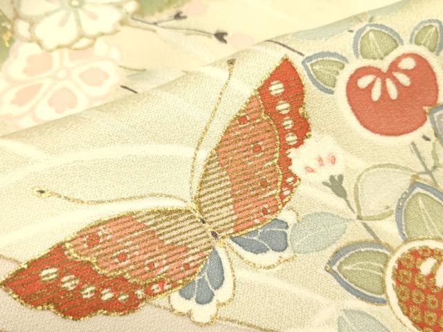 平和屋着物□訪問着 駒刺繍 舞蝶花文 暈し染め 金彩