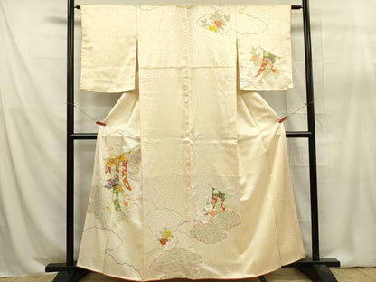 平和屋着物■訪問着　駒刺繍　几帳花文　金彩　正絹　逸品　DABA6388op