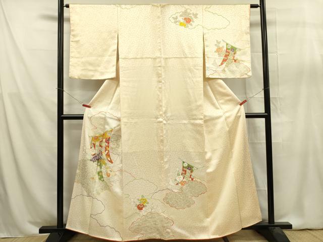 平和屋着物■訪問着　駒刺繍　几帳花文　金彩　正絹　逸品　DABA6388op