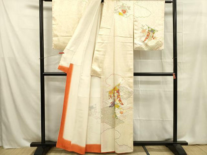 平和屋着物■訪問着　駒刺繍　几帳花文　金彩　正絹　逸品　DABA6388op