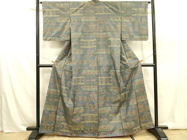 平和屋着物●本場大島紬　7マルキ　流水草花文　正絹　逸品　DAAZ7707ud 平和屋着物□本場大島紬 7マルキ 抽象花文 正絹 逸品 未使用 DABA6391op