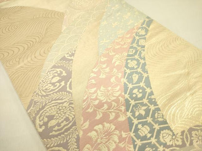 平和屋着物◎六通柄袋帯　流水花鳥文　金糸　正絹　逸品　DABA6414op