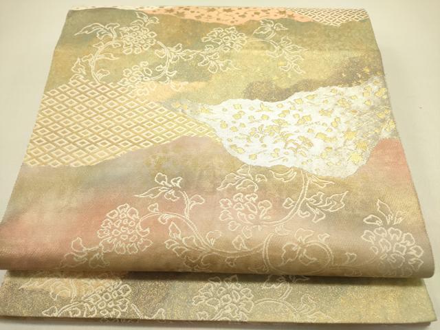 平和屋着物◎六通柄袋帯　吉祥花鳥文　金銀糸　正絹　逸品　DABA6420op