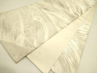 平和屋着物◎西陣　服部織物謹製　六通柄袋帯　松風　銀糸　正絹　逸品　DABA6424op