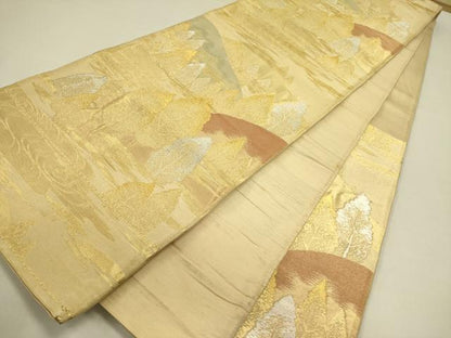 平和屋着物◎六通柄袋帯　樹林文　金銀糸　正絹　逸品　DABA6425op