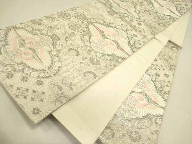 平和屋着物◎六通柄袋帯　唐織　正倉院古代裂　銀糸　正絹　逸品　DABA6426op