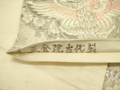 平和屋着物◎六通柄袋帯　唐織　正倉院古代裂　銀糸　正絹　逸品　DABA6426op