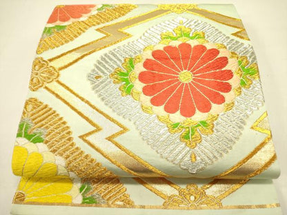 平和屋着物◎六通柄袋帯　唐織　松皮菱花文　金銀糸　正絹　逸品　DABA6432op