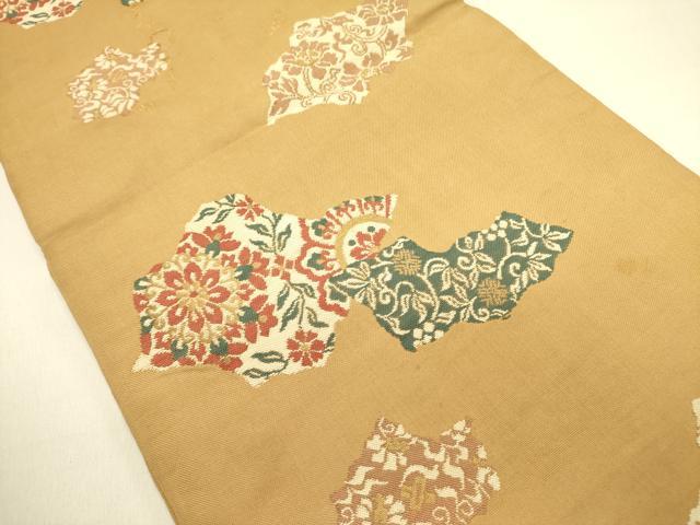 平和屋着物◎六通柄　本袋帯　草花　金糸　正絹　逸品　DABA6506op