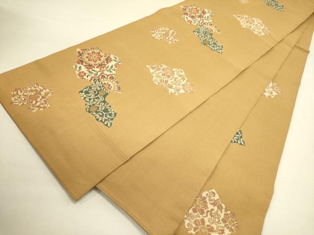 平和屋着物◎六通柄　本袋帯　草花　金糸　正絹　逸品　DABA6506op