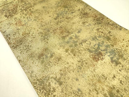 平和屋着物◎全通柄袋帯 霞文 金糸 正絹 逸品 DABA6582op