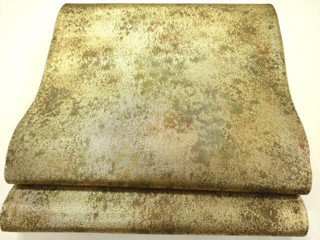 平和屋着物◎全通柄袋帯 霞文 金糸 正絹 逸品 DABA6582op