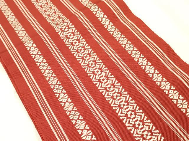 平和屋着物◎本場筑前博多織　半幅帯　献上　正絹　逸品　DABA6583op