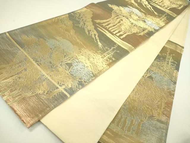 平和屋着物◎六通柄袋帯 樹林文 金銀糸 正絹 逸品 DABA6594op