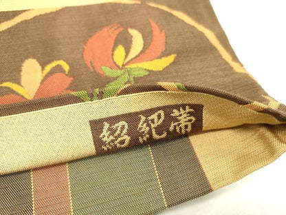 平和屋着物◎両面 六通柄袋帯 紹巴 古今絵巻 正絹 逸品 DABA6601op