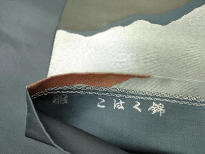 平和屋着物◎西陣 服部織物謹製 六通柄袋帯 こはく錦 重ね山 金銀糸 引箔 正絹 逸品 DABA6605op