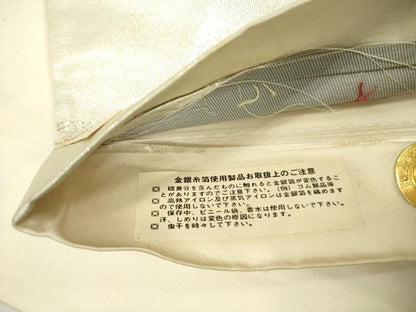平和屋着物◎西陣 六通柄袋帯 唐織 草花 銀糸 正絹 逸品 DABA6606op