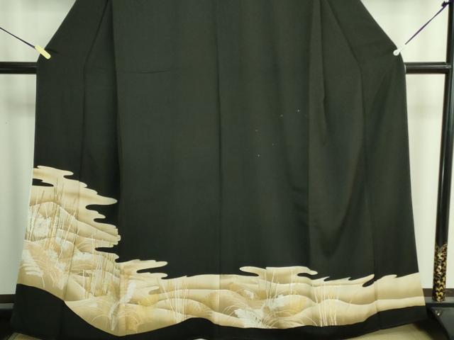 平和屋着物■豪華黒留袖　霞草葉文　金彩　正絹　逸品　DABA6611op