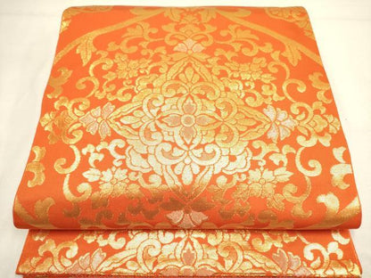 平和屋着物◎六通柄袋帯 宝相華 金糸 正絹 逸品 DABA6722op