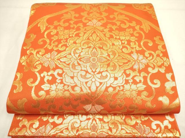 平和屋着物◎六通柄袋帯 宝相華 金糸 正絹 逸品 DABA6722op