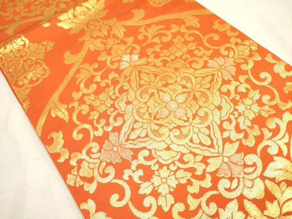 平和屋着物◎六通柄袋帯 宝相華 金糸 正絹 逸品 DABA6722op