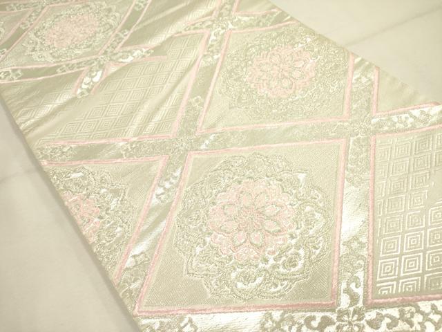 平和屋着物◎六通柄袋帯 正倉院花菱文 銀糸 正絹 逸品 DABA6743op
