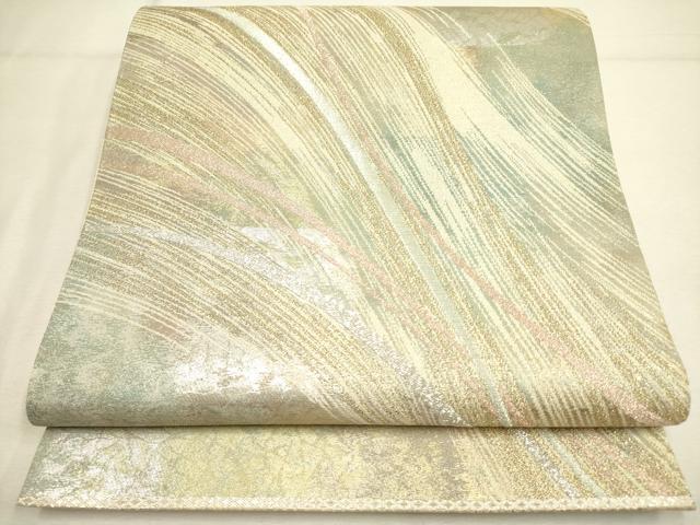 平和屋着物◎六通柄袋帯 流水文 金銀糸 正絹 逸品 DABA6744op