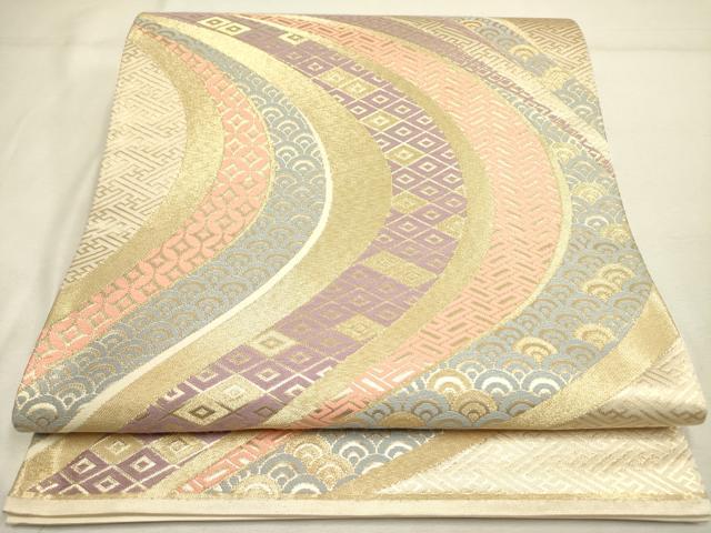 平和屋着物◎六通柄袋帯 吉祥文 金糸 正絹 逸品 DABA6750op