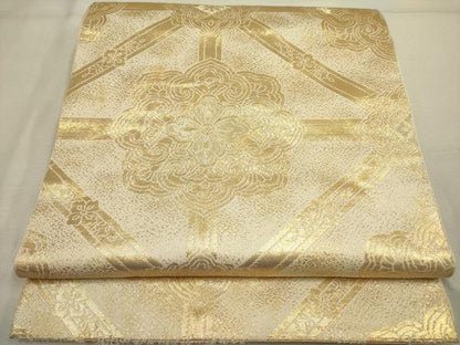 平和屋着物◎六通柄袋帯　正倉院花文　金糸　正絹　逸品　DABA6751op