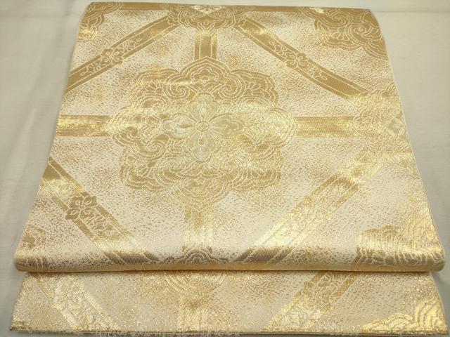 平和屋着物◎六通柄袋帯　正倉院花文　金糸　正絹　逸品　DABA6751op
