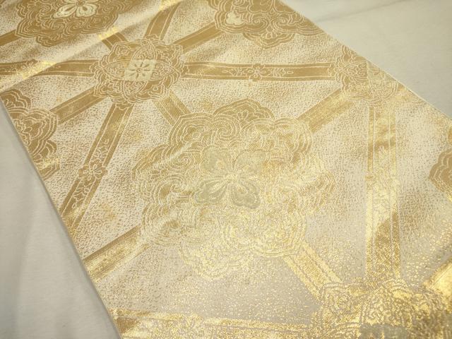 平和屋着物◎六通柄袋帯　正倉院花文　金糸　正絹　逸品　DABA6751op