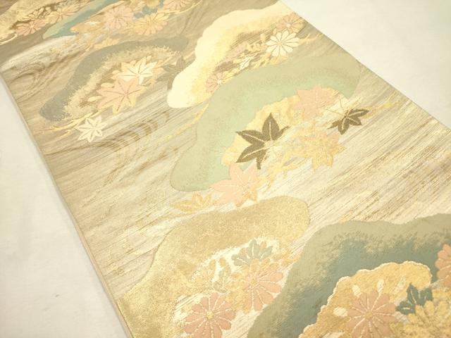 平和屋着物◎六通柄袋帯　松楓文　金糸　正絹　逸品　DABA6761op