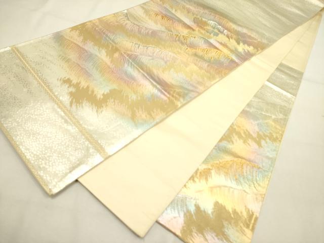 平和屋着物◎西陣 六通柄袋帯 立波文 金銀糸 正絹 逸品 DABA6778op