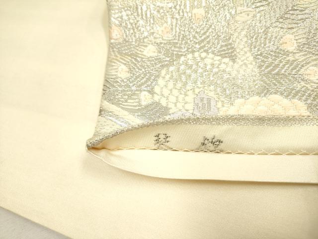 平和屋着物◎六通柄袋帯 唐織 琴錦 孔雀花文 プラチナ本銀二重織 正絹 逸品 DABA6780op
