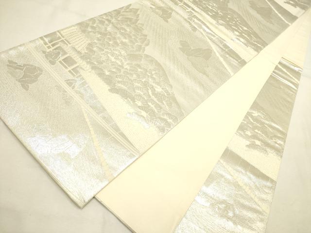 平和屋着物◎六通柄袋帯 京洛百景 竜安寺 銀糸 正絹 逸品 DABA6782op