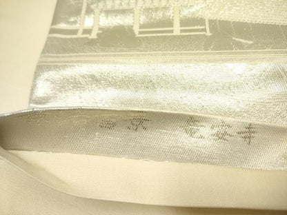 平和屋着物◎六通柄袋帯 京洛百景 竜安寺 銀糸 正絹 逸品 DABA6782op